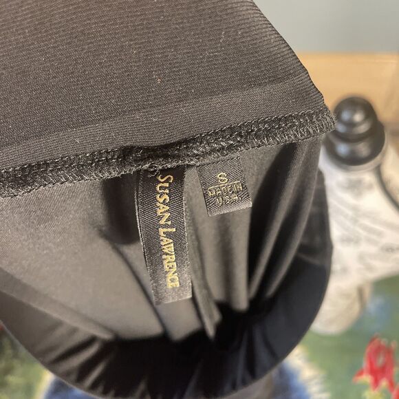 Susan Lawrence Capris Wide Leg Size Small Womens Black Dress Pull On Pants - Picture 7 of 7